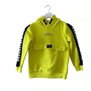 Dopodopo Neon Yellow Boys Cotton Blend Long Sleeves  Front Pocket SZ 7-8 #2189
